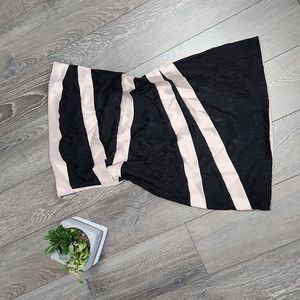 Strapless short black lace and tan dress Size 10